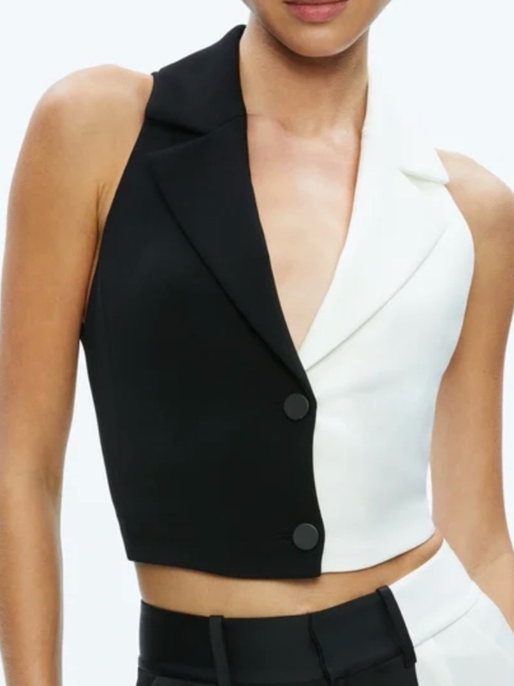 Alice + Olivia Meri Black & White Color Block Blazer Vest, NWT, Size 4
